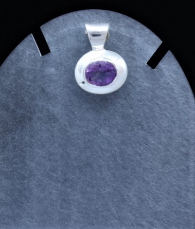 Details about   Sterling Silver Oval Amethyst and White Topaz Charm Pendant MSRP $112